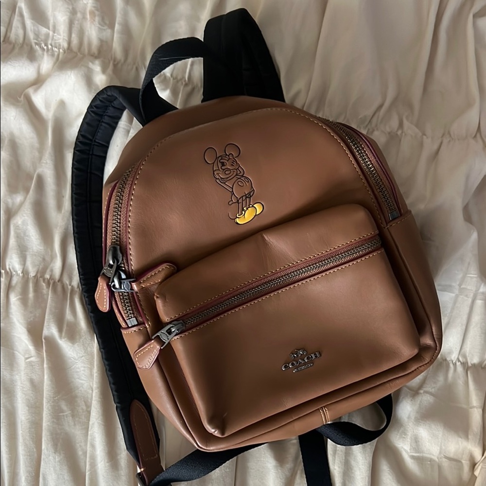 Coach Brown and Black Leather Backpack Classic Design